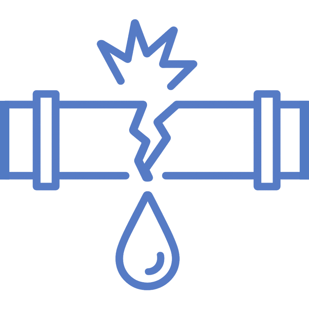 Blue burst pipe icon.