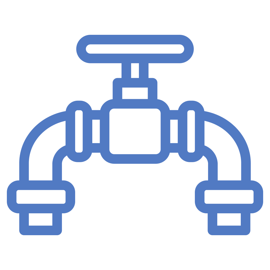 Blue pipeline with valve icon.