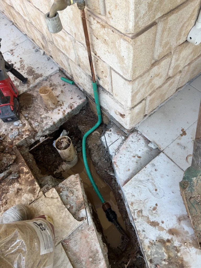 Water leak detection equipment in use, Redcliffe